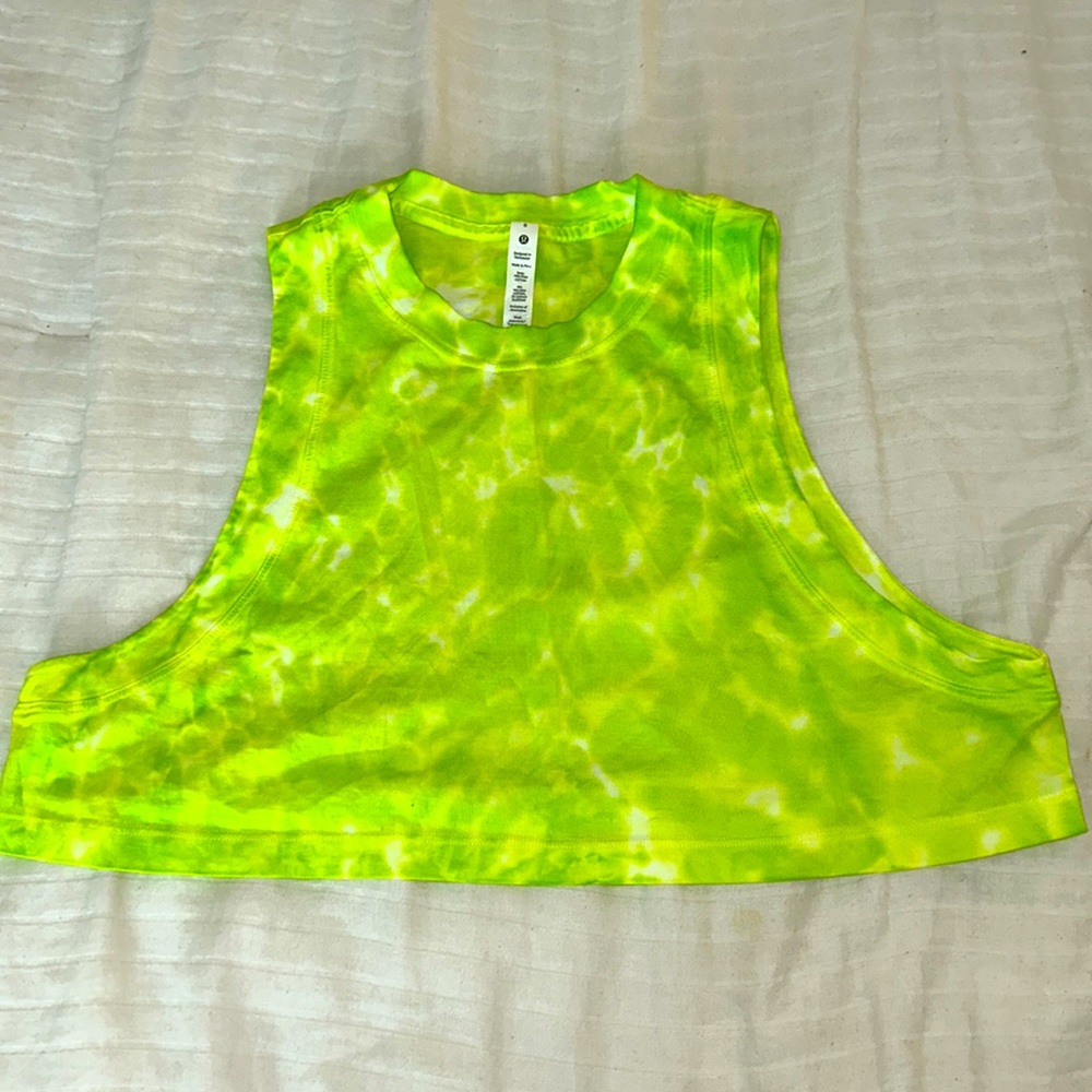 Crop neon green tiedye LULULEMON